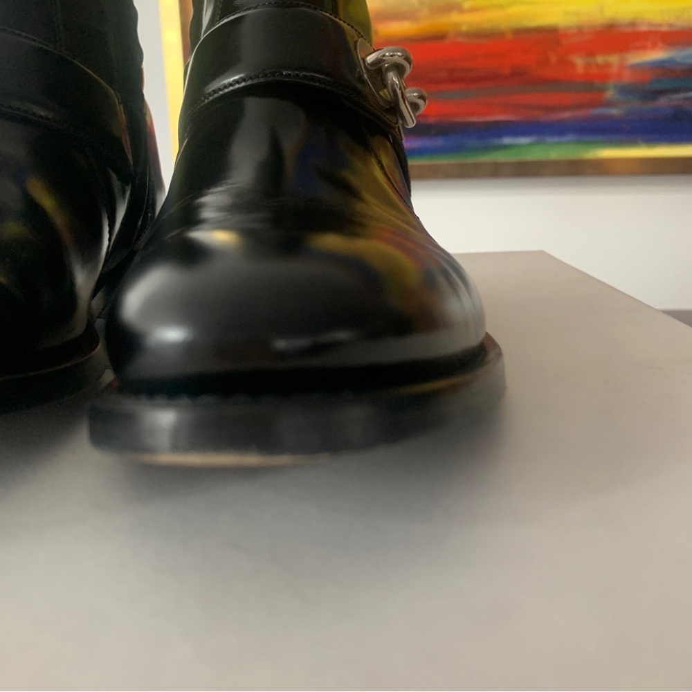 Balenciaga Shorter Black Veau Grossi Masculine Biker Boots Black Leather SZ 37.5 - Picture 12 of 14